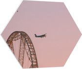 WallClassics - PVC Schuimplaat Hexagon  - Vliegtuig Langs Achtbaan - 70x60.9 cm Foto op Hexagon (Met Ophangsysteem)