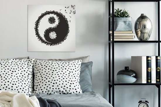 Une illustration d'un logo Yin et Yang composé de notes de musique sur toile 50x50 cm - Tirage photo sur toile (Décoration murale salon / chambre)