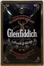Glenfiddich 18 Years Whisky Reclamebord van metaal 30 x 20 cm GEBOLD BORD MET RELIEF METALEN-WANDBORD - MUURPLAAT - VINTAGE - RETRO - HORECA- WANDDECORATIE -TEKSTBORD - DECORATIEBORD - RECLAMEPLAAT - WANDPLAAT - NOSTALGIE -CAFE- BAR -MANCAVE- KROEG