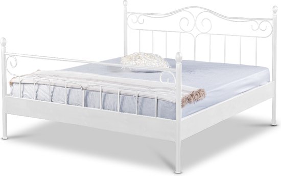 Bed Box Wonen - Virginia metalen bed - Wit - 160x200