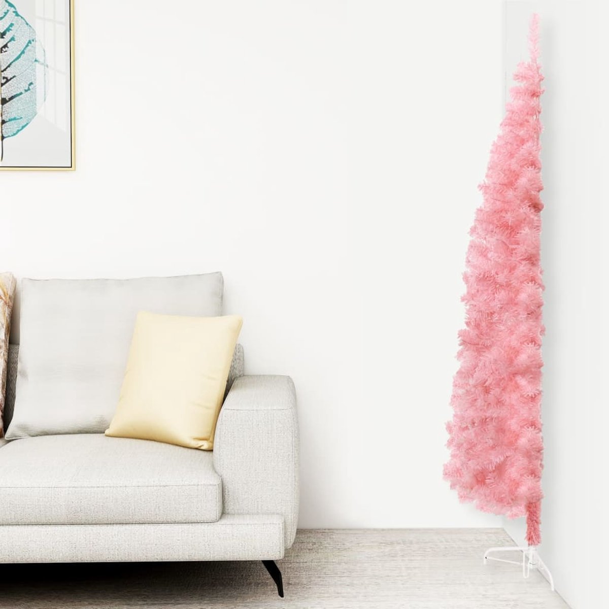 Prolenta Premium - Kunstkerstboom half met standaard smal 180 cm roze
