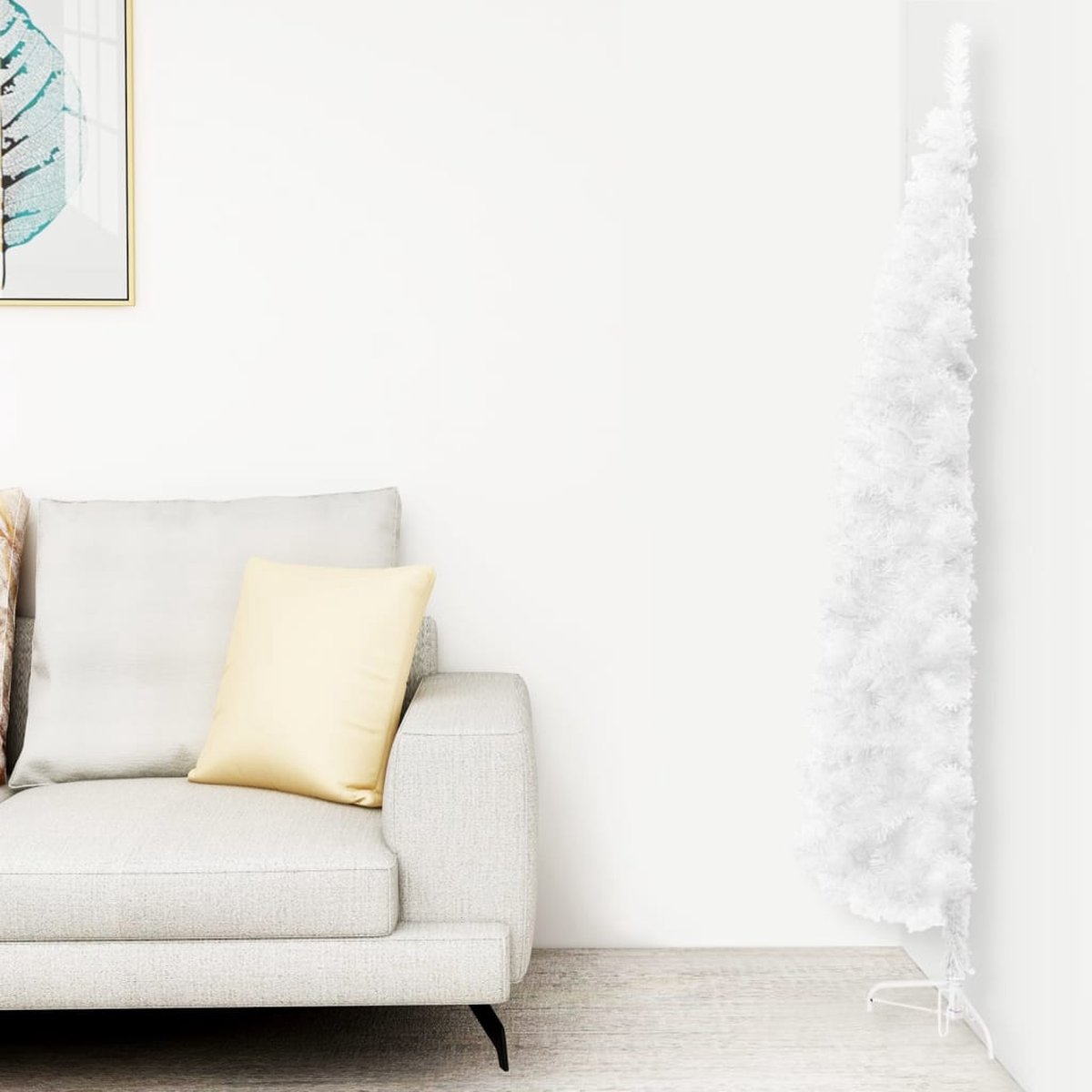 Prolenta Premium - Kunstkerstboom half met standaard smal 180 cm wit
