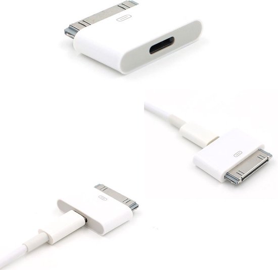 Adapter voor apple lightning naar 30 pin opladen en data  overdracht iphone 4/4s ipad  ipod nano touch - Merkloos