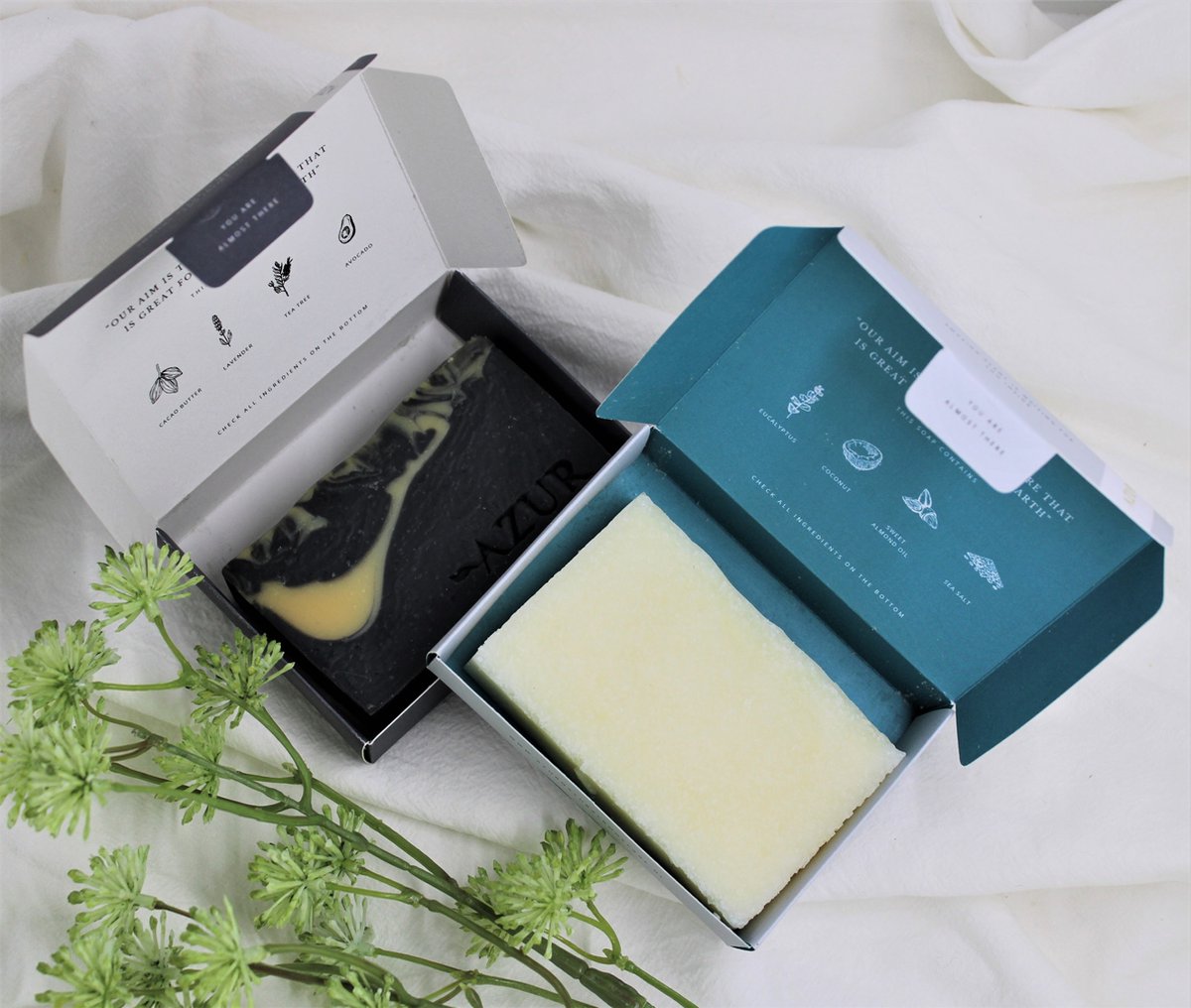 Geschenkset Skinecare - Cadeau voor vrouwen - Giftbox vrouwen - Duurzaam cadeau vrouw - Natuurlijke zeep - Handgemaakt - Plasticvrij - Dierproefvrij