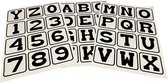 Lettres autocollantes avec cadre - noir - 6 x 6 cm - A à Z + 0 à 9
