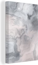 Canvas Schilderij Wolken - Abstract - Verf - 60x90 cm - Wanddecoratie