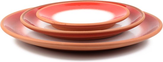 12dlg serviesset ovenbestendige keramiek vaatwasbestendig rood wit gekleurde borden in 3 maten van Maison Home — afbeelding 3
