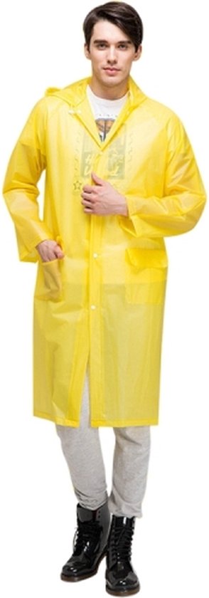 Mode volwassen lichtgewicht EVA transparante berijpte regenjas grote hoed met zakformaat: XL (geel)