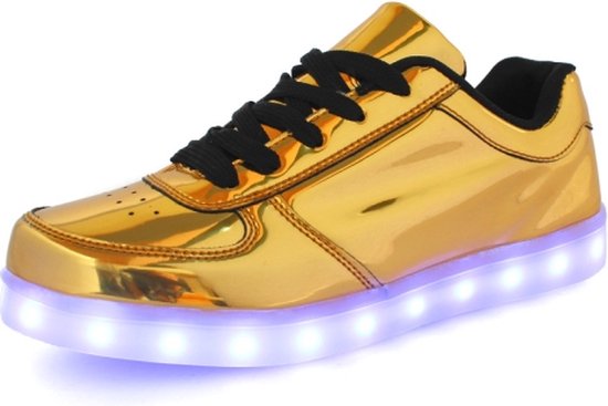Goud en zilver kleurrijke lichte schoenen LED oplichtende schoenen, maat: 43 (laag uitgesneden goud)