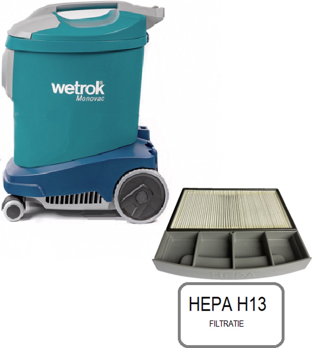 Wetrok Monovac Comfort 11 met HEPA H13 filter professionele stofzuiger. (factuur wordt meegezonden in de doos)