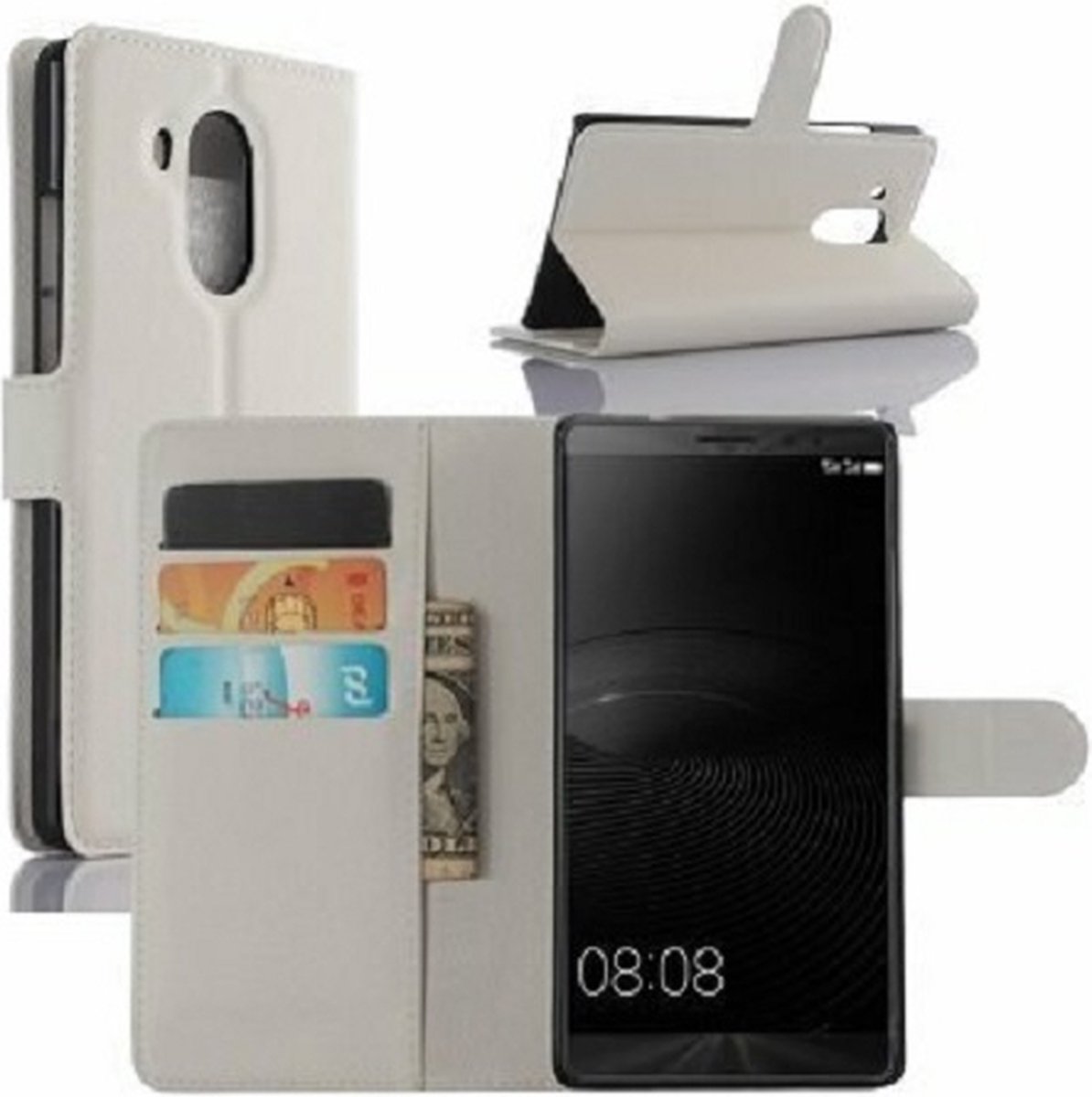 Huawei Mate 8 Hoesje Met Pasjeshouder Bookcase Wit