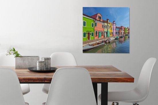 Peintures sur toile - Bateaux devant des maisons colorées à Burano - 50x50 cm - Décoration murale