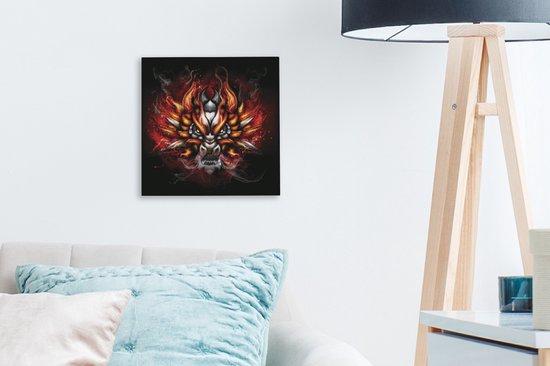 Peintures - Illustration d'un dragon de feu - 20x20 cm - Décoration murale
