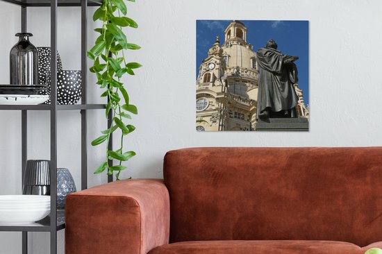 Monument de Luther devant la Frauenkirche de Dresde 50x50 cm - Tirage photo sur toile (Décoration murale salon / chambre)