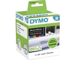 DYMO originele grote LabelWriter adreslabels | 36 mm x 89 mm | 2 rollen met elk 260 labels (520 zelfklevende etiketten) | Geschikt voor de LabelWriter labelprinters | Gemaakt in Europa