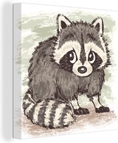 Illustration d'un raton laveur dessiné 20x20 cm - petit - Tirage photo sur toile (Décoration murale salon / chambre)