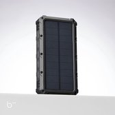 Biione Solar Powerbank – Oplaadbare Batterij 30.000 mAh – Geschikt voor iPhone Samsung Apple – Zwart