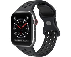 Strap-it Classic Sportbandje - Geschikt voor Apple Watch bandje - Series 1/2/3/4/5/6/7/8/9/10/11/SE/SE2/SE3 - Donkergrijs/Zwart - Siliconen bandje sport - Sport Loop iWatch bandje maat: 38 / 40 / 41 / 42mm