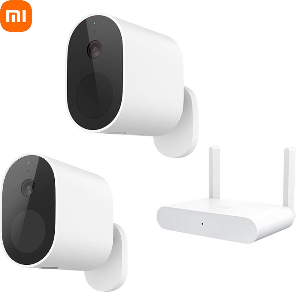 Xiaomi Beveiligingscamera Set voor Binnen en Buiten Wi-Fi Security camera Indoor and Outdoor 1080p (2x camera, 1x Basisstation) - Wit