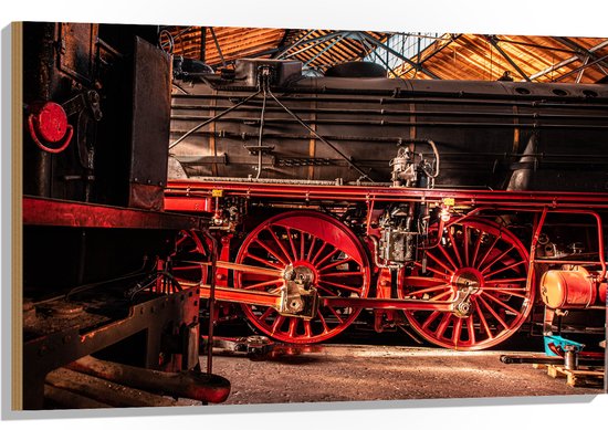 WallClassics - Bois - Pièces de train en usine - 105 x 70 cm - Épaisseur 12 mm - Photo sur bois (avec système de suspension)