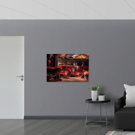 WallClassics - Bois - Pièces de train en usine - 105 x 70 cm - Épaisseur 12 mm - Photo sur bois (avec système de suspension)