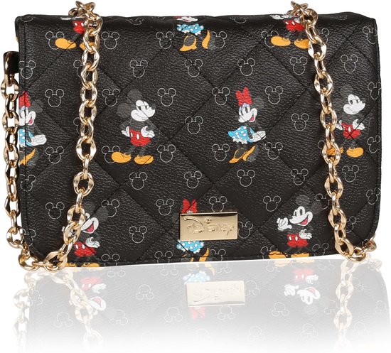 Disney Mickey et Minnie Mouse - Petit sac à main noir, matelassé, chaîne  dorée 19x13 cm | bol.com