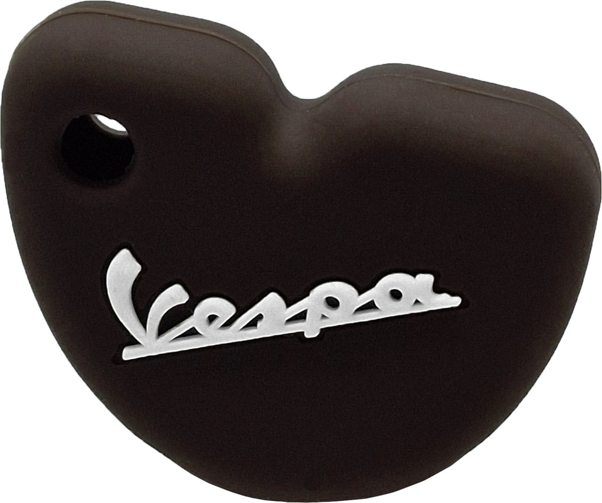 Vespa Siliconen Sleutelhoesje - Bruin met Witte letters - Bruin met Wit