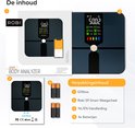 Inhoud van de verpakking van de Robi S9 weegschaal: giftbox, weegschaal, handleiding en 4 batterijen.
