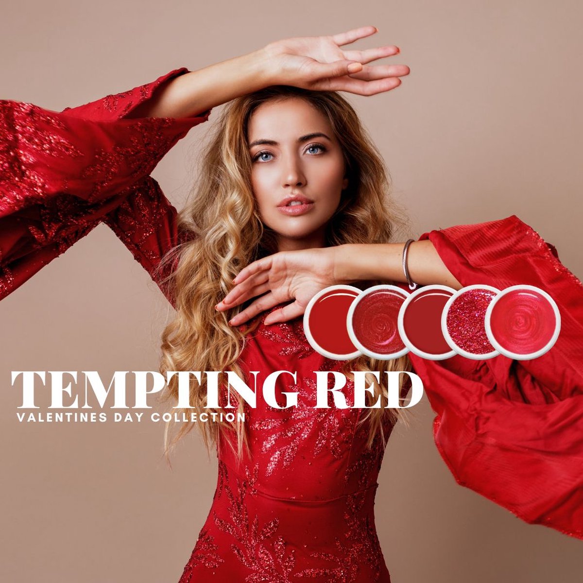 YLLEY - Tempting Red Valentines day Collection - Gellak - Manicure - Red - Glitter - Gellac