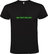 Zwart T-Shirt met “ Mij Niet Bellen “ tekst Glow in the Dark Groen Size XXL