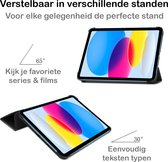 Hoes Geschikt voor iPad 2022 Hoes Book Case Hoesje Trifold Cover - Hoesje Geschikt voor iPad 10 Hoesje Bookcase - Zwart