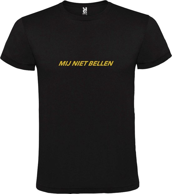 Foto: Zwart t shirt met mij niet bellen tekst goud size xxxl