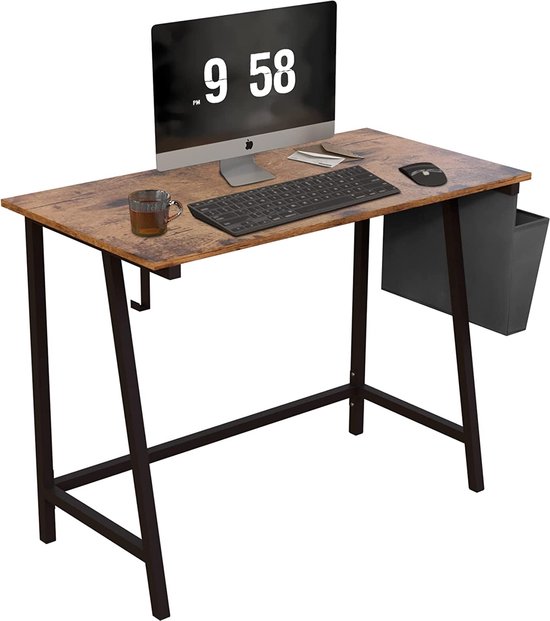 HOMCOM Computertafel Met Aansluitingen, Bureau Met Monitorstandaard En Plank Voor Thuiskantoor Bureau Werkkamer Bruin~1sriasat1k001