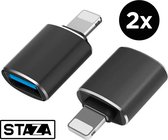Set van 2 | Staza® Lightning naar USB Adapter - USB 3.0 OTG Adapter naar Lightning - Geschikt voor iPhone en iPad - Data overzetten van Geheugenkaart naar iPhone / iPad en Vice Versa