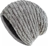 ASTRADAVI Beanie Hat - Muts - Warme Gebreide Unisex Winter Mutsen met Fluwelen Hoofd-en Oorwarmers - Grijs