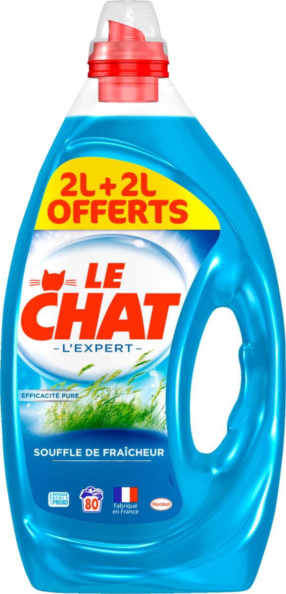 LE CHAT Lessive Liquide Souffle de Fraîcheur - 4L/ 80 Wasbeurten