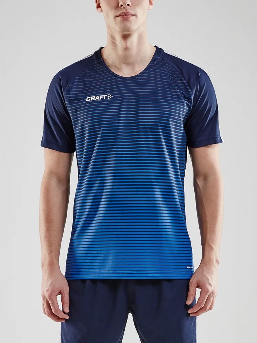 Craft Pro Control Stripe Shirt Korte Mouw Dames - Marine / Royal | Maat: L