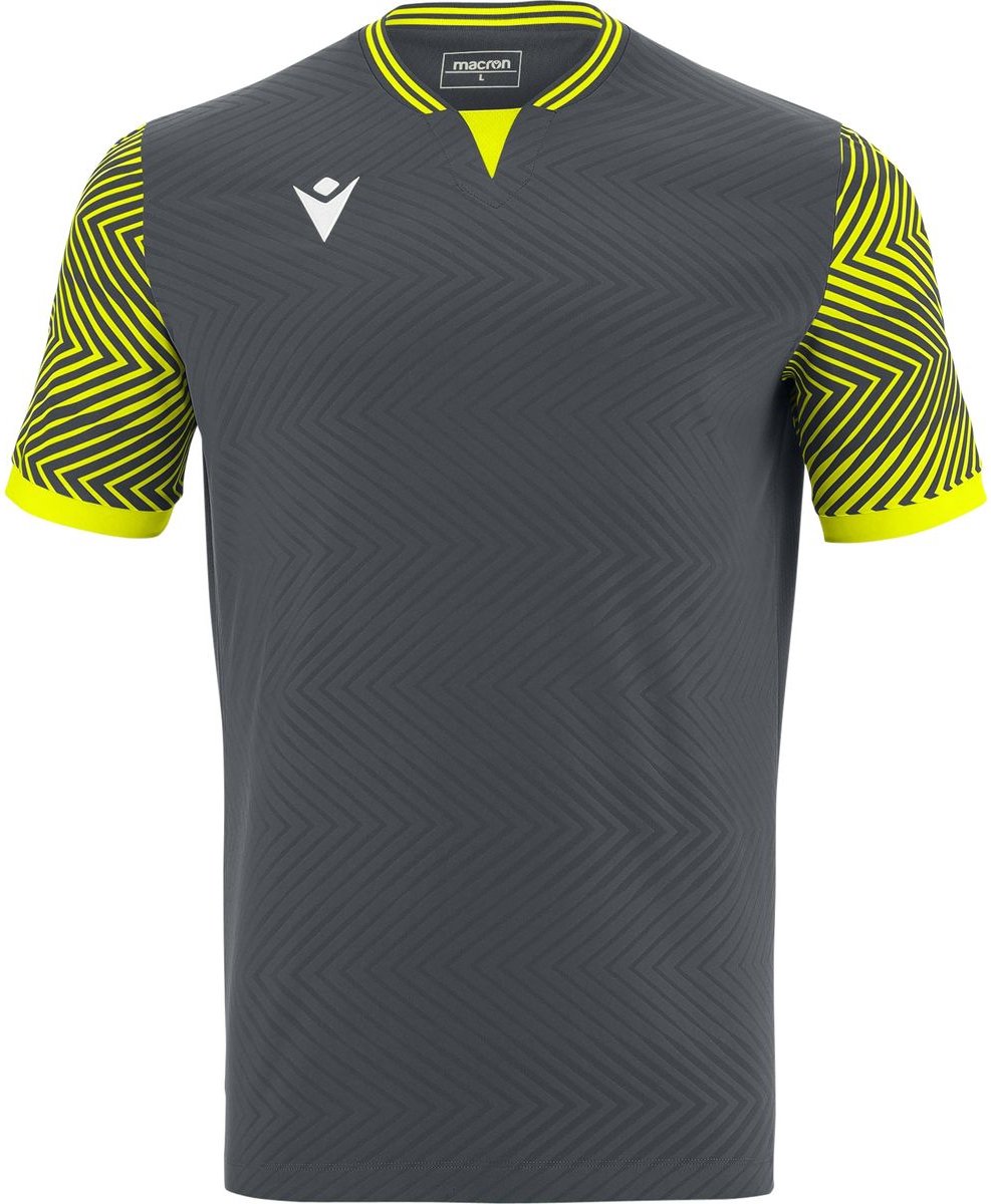 Macron Tureis Shirt Korte Mouw Heren - Antraciet / Fluogeel | Maat: XXL
