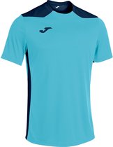 Joma Championship VI Shirt Korte Mouw Heren - Fluor Turquoise / Marine | Maat: 2XL-3XL