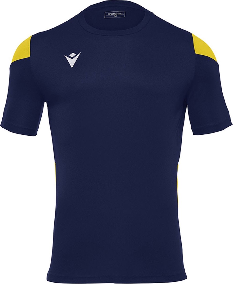 Macron Polis Shirt Korte Mouw Heren - Marine / Geel | Maat: L
