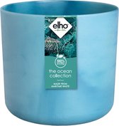 Elho The Ocean Collection Round 16 - Bloempot voor Binnen - Gemaakt met Zeeafval - Ø 16 x H 15 cm - Atlantisch Blauw