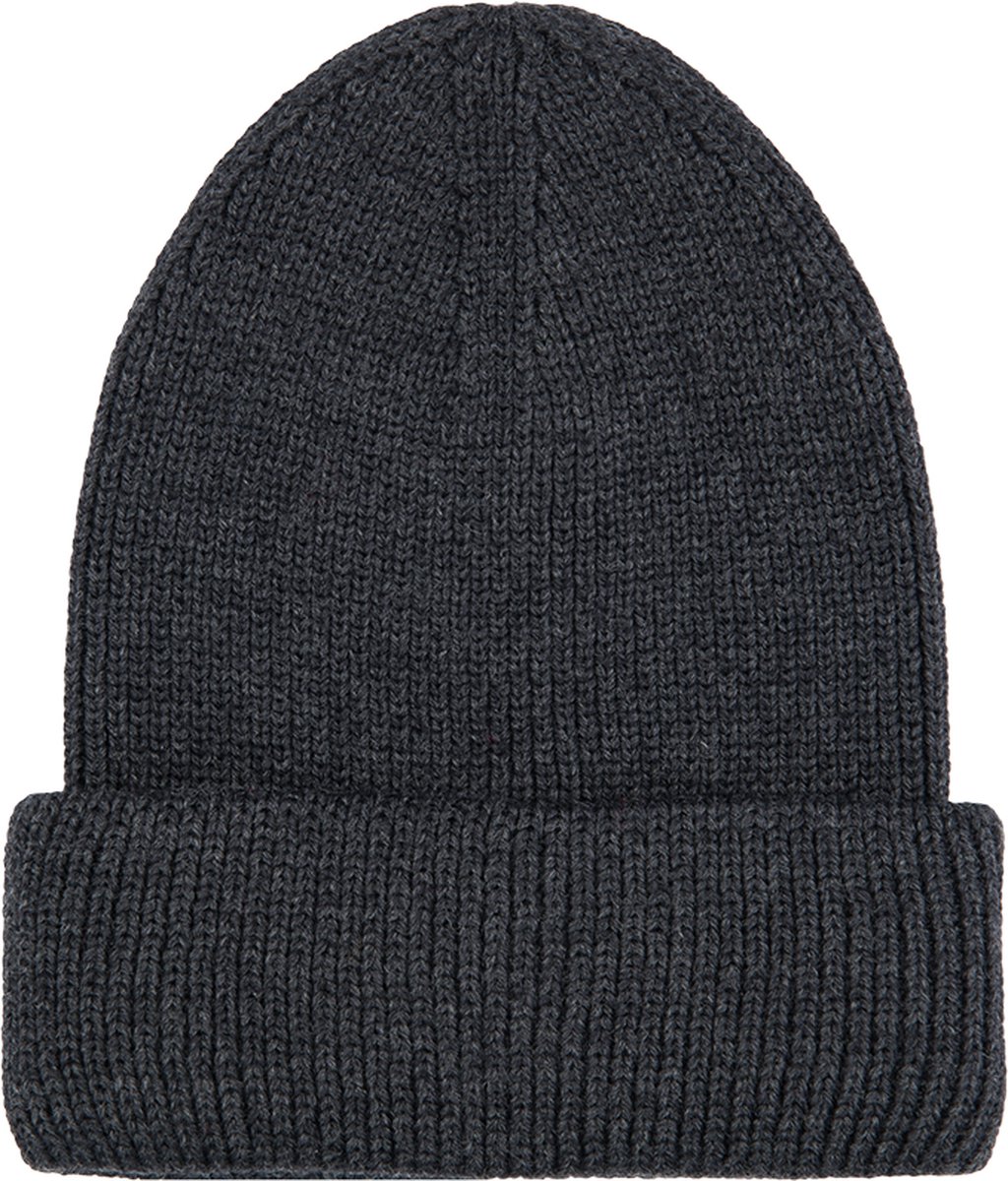 Bold Bamboo kinder muts Frode - 4-8 jaar - 100% fine Italian merino wol - Knit beanie - Antraciet