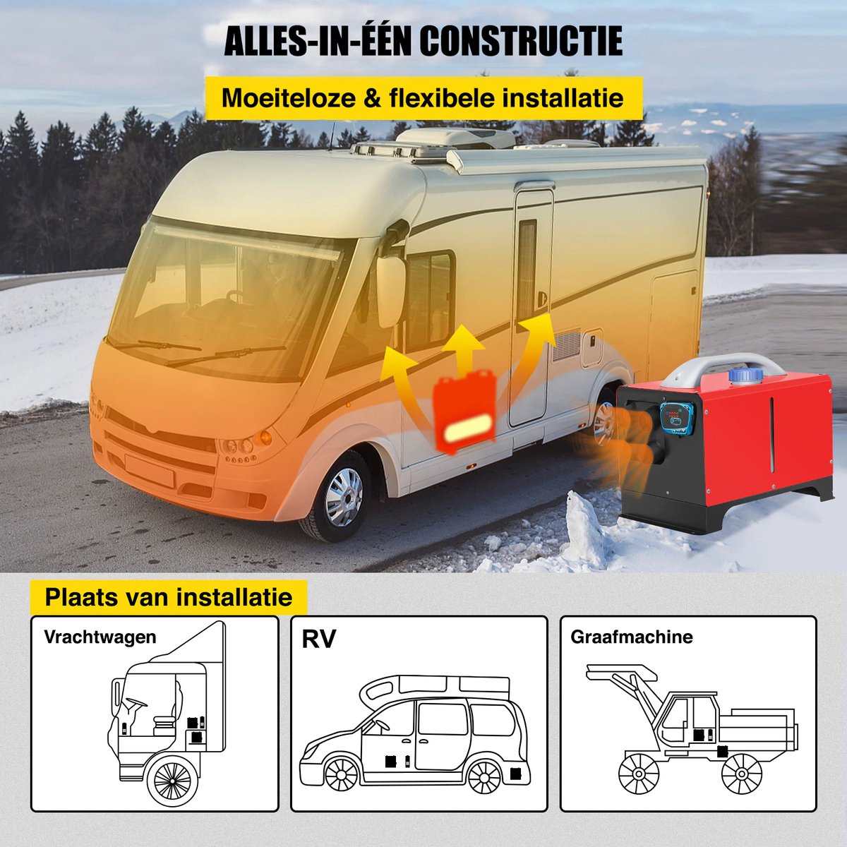 Amenzo - Chauffage Diesel Premium - Pistolet à air chaud - 12V - 5KW -  Chauffage 