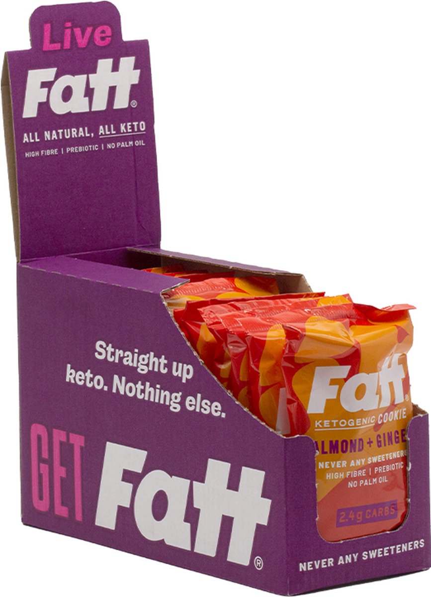 Fattbar | Keto Cookie | Almond Ginger | 12 Stuks | 12 x 30g