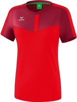 Erima Squad T-Shirt Dames Bordeaux-Rood Maat 36