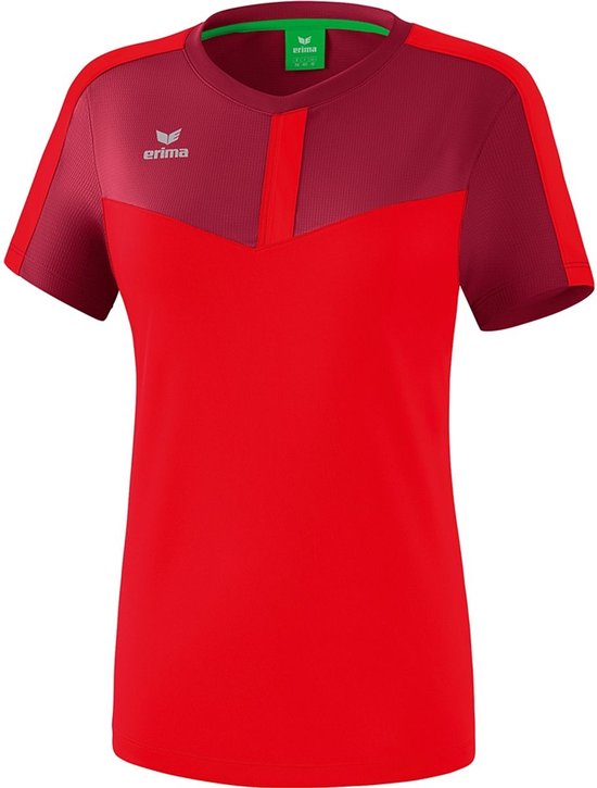 Erima Squad T-Shirt Dames Bordeaux-Rood Maat 36