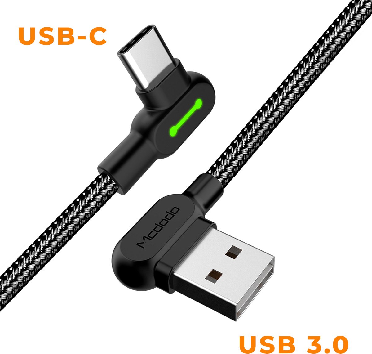 DrPhone D9 Type-C Câble USB-C Double 90 ° Nylon Tressé à Angle