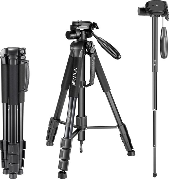 K&F Concept Camerastatief 196cm Aluminium Reisstatief Met 3 Weg Kop Telefoonhouder