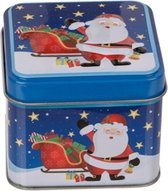 Kerst Metalen Blikken - Christmas Tin Box - Blauw - Klein - 7,5 x 6,5 cm