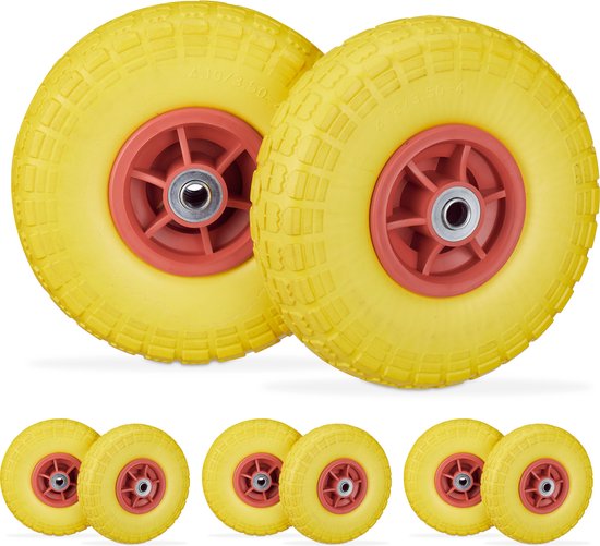 8 x steekwagenwiel, lekvrije PU-massief rubberen banden, 4,1/3,5-4